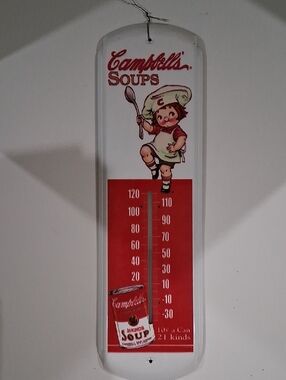 Vintage Campbell's Soup Little Chef Graphic Metal Thermometer